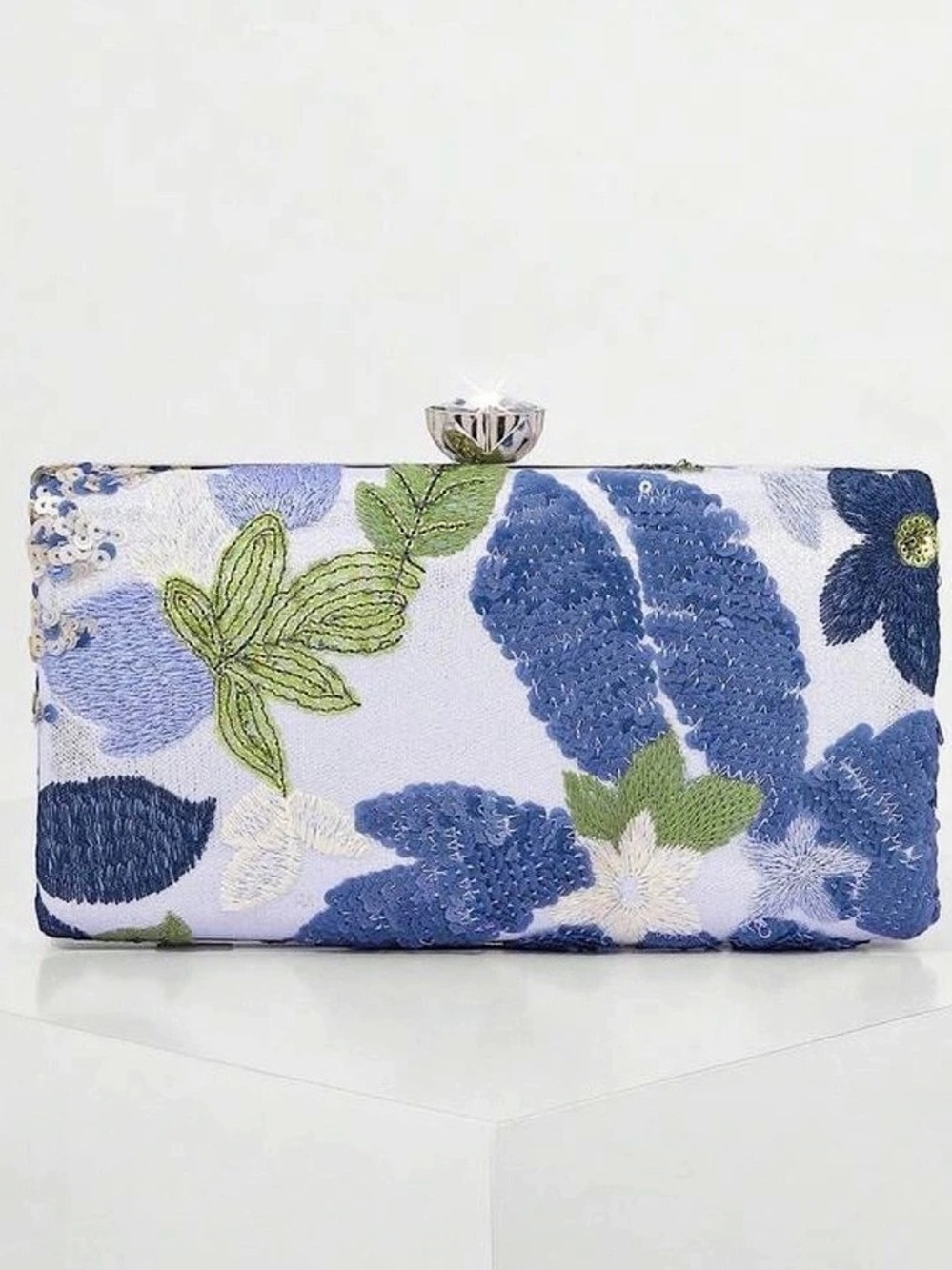 Floral Clutch in Blue & White - New in Original Packaging